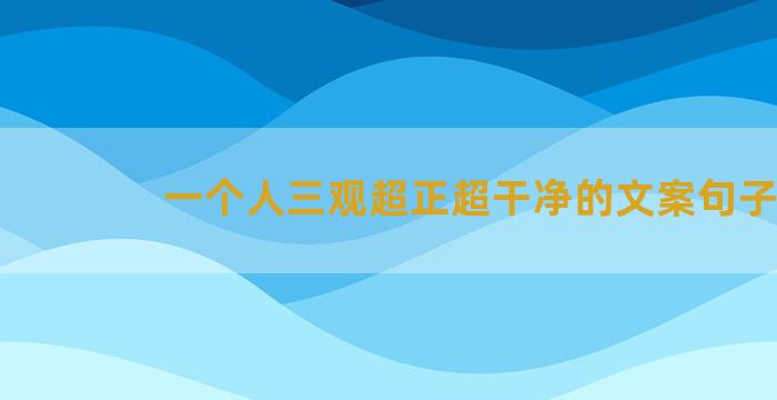 一个人三观超正超干净的文案句子