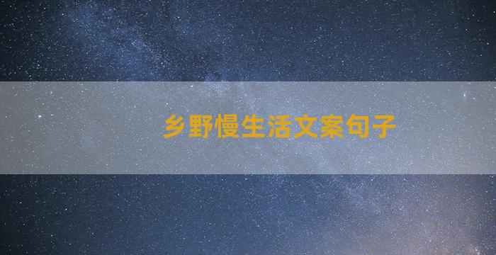 乡野慢生活文案句子