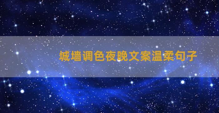 城墙调色夜晚文案温柔句子